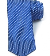 A simple pattern of small geometric shapes creates a textural appearance on this luxurious Italian silk tie from HUGO.