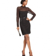 Faux-leather trim adds edge to this chic W118 by Walter Baker lace dress -- perfect for a sophisticated soiree look!