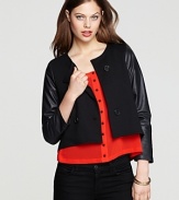 Supple leather sleeves toughen up this Patterson J. Kincaid jacket, cut in a stylishly cropped silhouette.