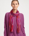 A luxurious combination of silk and wool adds unbelievable softness to this colorful scarf. About 15 X 70Silk/WoolDry cleanImported