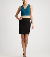 Colorblock is the word this season. Embracing the trend is as easy as donning this v-neck sheath.V-necklineSleevelessBust dartsBack zipperAbout 39 from shoulder to hem64% ramie/32% viscose/4% elastaneDry cleanImported Model shown is 5'11½ (181cm) wearing US size 4. 