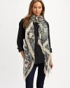 A floral lace Union Jack flag with an abstract printed quote on luxurious silk. SilkAbout 55 X 78¾Dry cleanMade in Italy