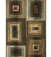 Variegated lines in comforting, neutral colors create a remarkably unique design in the Cambridge Vibrations area rug. Completely crafted in the USA, it is woven of soft, durable olefin in a lush pile that withstands heavy traffic anywhere in the home.