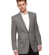 Sharp style with details you can own. Finish off your work look with this Calvin Klein blazer.