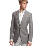 Top off your look with the sleek style of this slim-fit Bar III blazer.