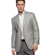 Get the boardroom buzzing. This slim fit sharkskin blazer from Calvin Klein means business.