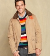 Your rugged look gets some heritage appeal with this full zip jacket with faux shearling collar from Tommy Hilfiger.