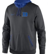 Get ready to ride out the game in the stands with this comfortable Duke Blue Devils NCAA hoodie featuring Therma-FIT fabric from Nike.