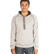 This hybrid henley and hoodie from Marc Ecko Cut & Sew will be your favorite layer this season.