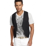 This vest from Marc Ecko Cut & Sew adds polish to your downtown look.