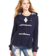 Featuring cute toggle closures and a hood lined with a fun plaid pattern, Tommy Girl's coat will get you through the cooler months in fashionable style!