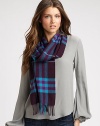 An iconic pattern in rich colors with a pretty fringe detail. CashmereAbout 11¾ X 66Dry cleanImported 