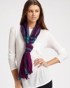 A textural design with baby fringe detail in a luxurious cashmere and merino wool blend. 55% extra fine merino wool/45% cashmereAbout 17¾ X 78¾Dry cleanImported 