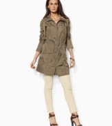 Rendered in sleek microfiber for lightweight comfort, Lauren by Ralph Lauren's anorak jacket is a layering essential for the stylish woman.