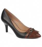 Etienne Aigner's Ilene pumps feature stitching along the edges and kiltie detail on the vamp--a wonderful addition to your career pumps collection.