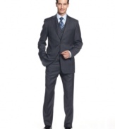 Score old-school sophistication with modern flair. This three-piece suit from Lauren by Ralph Lauren is a dapper look that lasts.