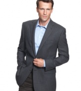 In a subdued navy check, this Lauren by Ralph Lauren blazer is a nattier take on your classic favorite.