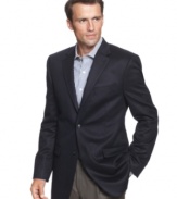 At your desk or dinner, a luxurious feel and this cashmere Donald J. Trump sport coat can take confidence a long way.