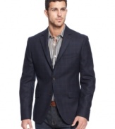 Confidently take care of business in this polished windowpane sport coat from Tallia.