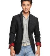 Every guy needs a good blazer, with its classic fit and stylish corduroy design this one by INC International Concepts is sure to become your new favorite.