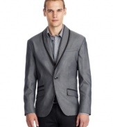 A shawl collar and contrast trim gives this Kenneth Cole Reaction sports coat a classic style.