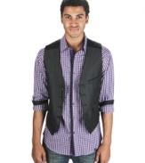 Dot vest by Marc Ecko Cut & Sew will upgrade your style to dapper fancy flair.