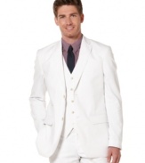 Look sharp in this refined two-button blazer from Perry Ellis.