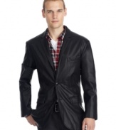 Dress up in sleek style with this handsome Kenneth Cole Reaction faux leather sports coat.