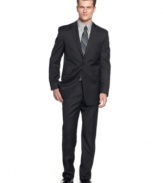 With a sleek tonal stripe, this Michael Kors suit has an added dimension of visual texture for a surefire sophisticated look.