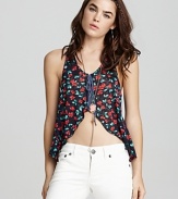 Free People Top - Izzy Floral Crochet Back Tank