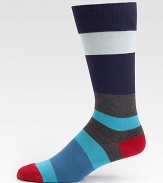 An ensemble of wide, multicolored stripes set in a comfortable cotton blend.Mid-calf height80% cotton/20% nylonMachine washImported of Italian fabric