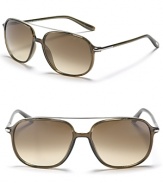Subtle sophistication on summer shades, from Tom Ford. Single bridge design with nose tabs to secure fit.