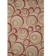 Gorgeous swirls in warm hues present a whimsically modern home accent from Liora Manne. Combining hand-hooking with hand-tufting techniques, the Hoops rug offers a rich textural surface that is suitable for use either indoors or outdoors.