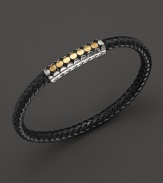 John Hardy Men's Dot 18K Gold and Sterling Silver Black Leather Bracelet