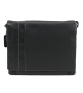 Move ahead. Leave your worries behind. This top-grain leather messenger from Kenneth Cole Reaction has a sleek, streamlined design that does your journey justice. It even protects your laptop from every day bumps and bruises with a padded computer pocket. Limited lifetime warranty.