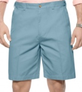 Go ahead and get comfortable. Stay stylish and feel great with these extender-waist flat front shorts from Geoffrey Beene.