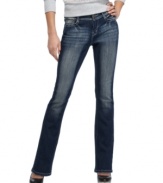 Compare and contrast: the bleaching and cool distressing on Do Denim's bootcut jeans makes this pair stand out!
