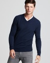 A touch of luxury from Vince, the v-neck cashmere sweater in solid colors.