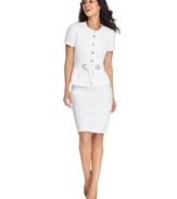 In classic Tahari by ASL fashion, this suit features tailored touches that make it look like it was custom-made. Hardware details add a contemporary touch.