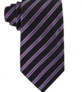 Accent any polished combination with this timeless navy stripe tie from Sean John.