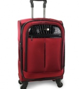 Fashion forward! Always on the move & ready to go, this durable spinner shines with snake-patterned trim and steps up to any size travel with confidence and ease. Smooth gliding tackles tricky corners, stubborn curves & busy terminals, while a fully-stocked interior, with expandable lid, garment restraints, mesh zipper pocket & more, packs like a pro.