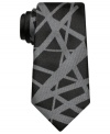 With an evocative pattern, this skinny tie from Bar III gives added edge to the modern man's dress wardrobe.