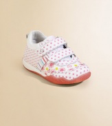 Crafted in plush leather with pretty flowers, stripes, checks and polka dots, these cozy double grip-tape kicks will keep her going for miles and miles.Double grip-tape closureLeather upperLeather liningRubber solePadded insoleImported