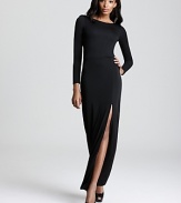 Go long in this floor-sweeping Aqua Luxe gown and bring Hollywood glamour to your special occasion.