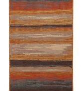 Infused with a rich painterly quality, this exquisitely hued area rug beautifully blurs the line between art and interior design. Crafted from two-ply nylon yarn to impart a soft hand and a dense pile that is eminently durable and easy to clean.