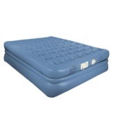 Sleep on and on and on... in an inflatable twin mattress that features a easy-turn dial to inflate and deflate the bed in less than 3 minutes, so you can make your bed wherever you want! A heavy-gauge, non-allergenic construction adds extra durability to the soft, plush sleep surface covered in luscious fleece and raised for supreme comfort getting in and out of bed. 3-year warranty on pump and valve. Model 42521.