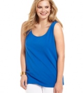 J Jones New York's sleeveless plus size top is a must-get layering staple for your spring/summer wardrobe.