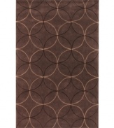 Interlocking circles create a lush geometric pattern that help shape any room on this rich brown area rug from Surya. Hand-tufted from poly-acrylic fibers that provide luxurious softness without shedding, this rug adds a striking, easy-maintenance accent to any living space.