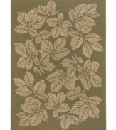 Woodsy ways. Made from structured-weave polypropylene, this leaf-laden area rug from Couristan is 100% recyclable and resistant to fading, mildew and mold -- a beautiful piece indoors or out.