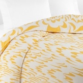 A pop art-inspired play of sunny yellow and bright white wing shapes on this DIANE von FURSTENBERG full/queen duvet refreshes your bedroom decor with versatile contemporary style.